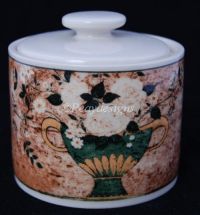 Sakura Warren Kimble WHITE ROSES Sugar Jar Bowl w/Lid